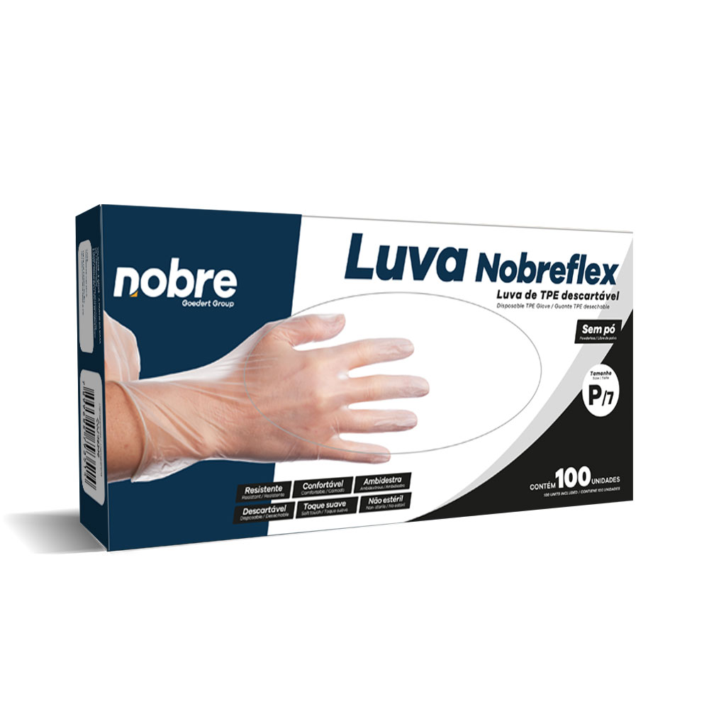 Luva TPE – Transparente – c/100unid.  – Nobreflex – Nobre