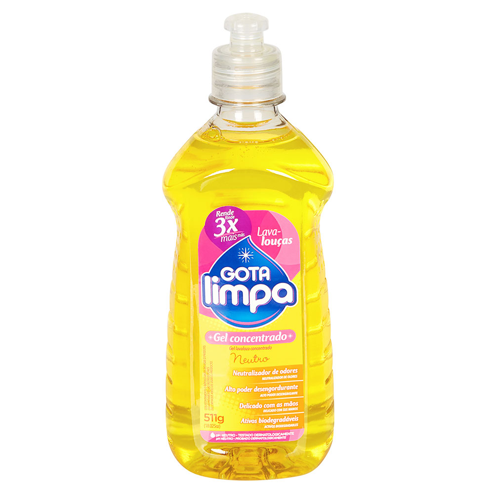 Detergente – Gel concentrado – Neutro – 511gr – Gota Limpa