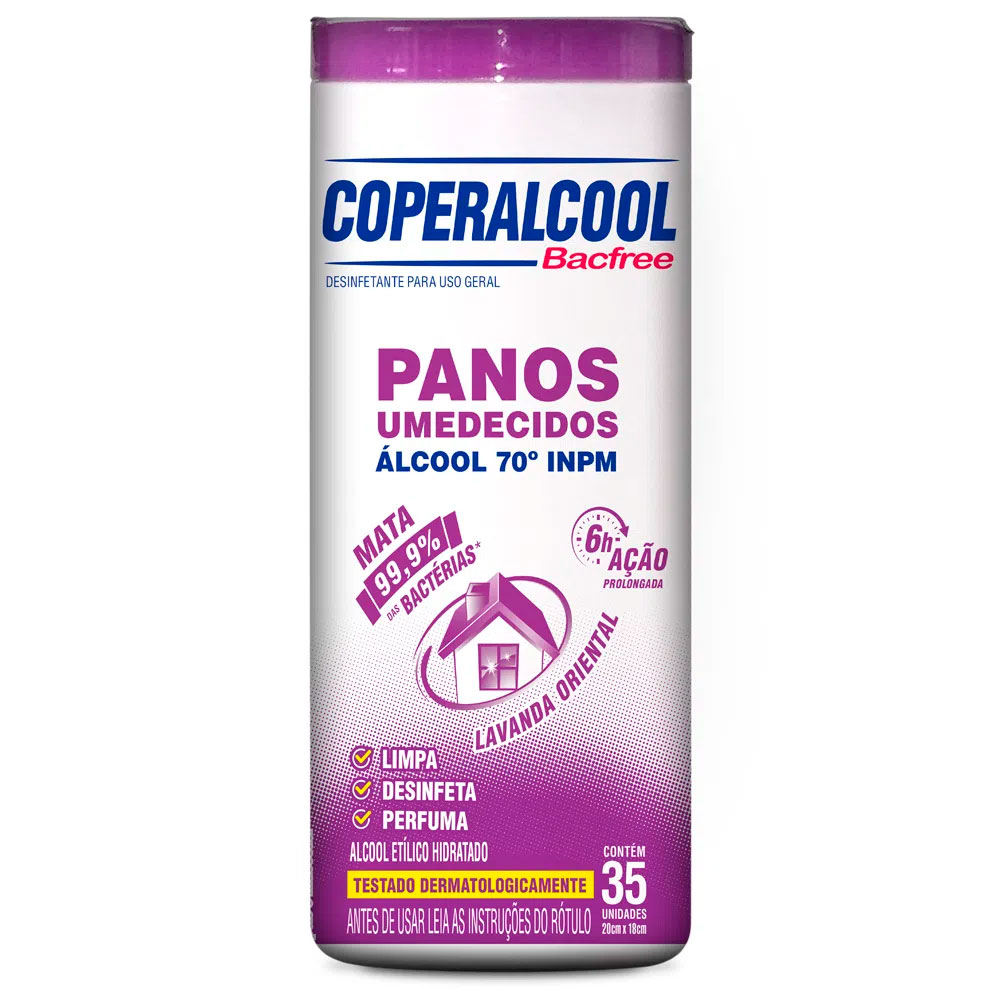 Toalha Umedecida c/ Álcool 70% – Lavanda – 35unid – Coperalcool