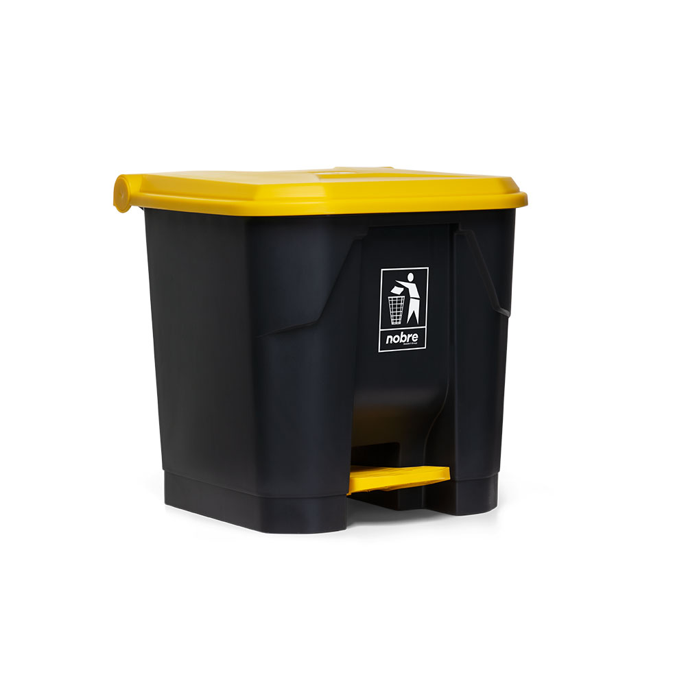 Lixeira Plástica – c/ Pedal – 35 litros – Cinza/Amarelo – Nobre