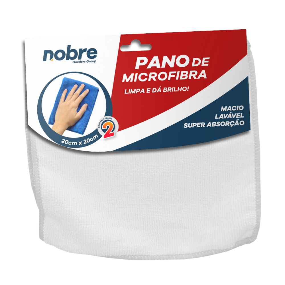 Pano de Microfibra – 20x20cm – Branco – c/ 2unid. – Nobre