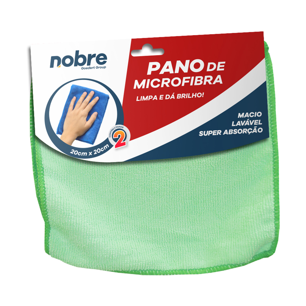 Pano de Microfibra – 20x20cm – Verde – c/ 2unid. – Nobre