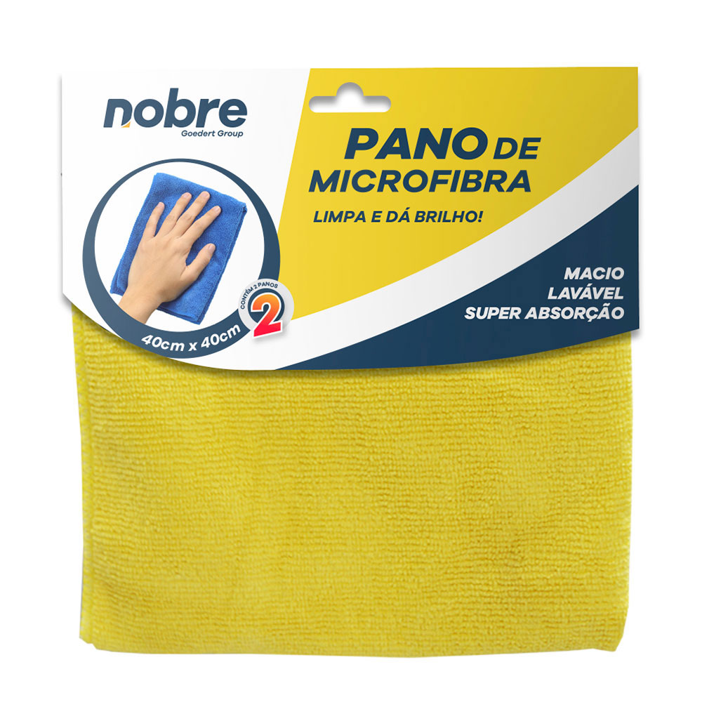 Pano de Microfibra – 40x40cm – Amarelo – c/ 2unid. – Nobre