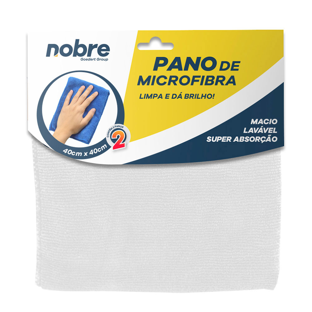 Pano de Microfibra – 40x40cm – Branco – c/ 2unid. – Nobre