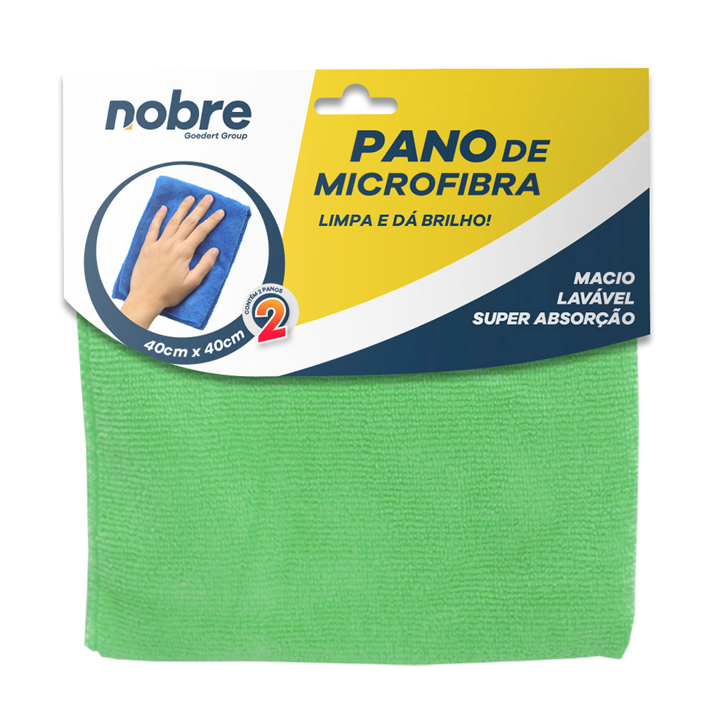 Pano de Microfibra – 40x40cm – Verde – c/ 2unid. – Nobre