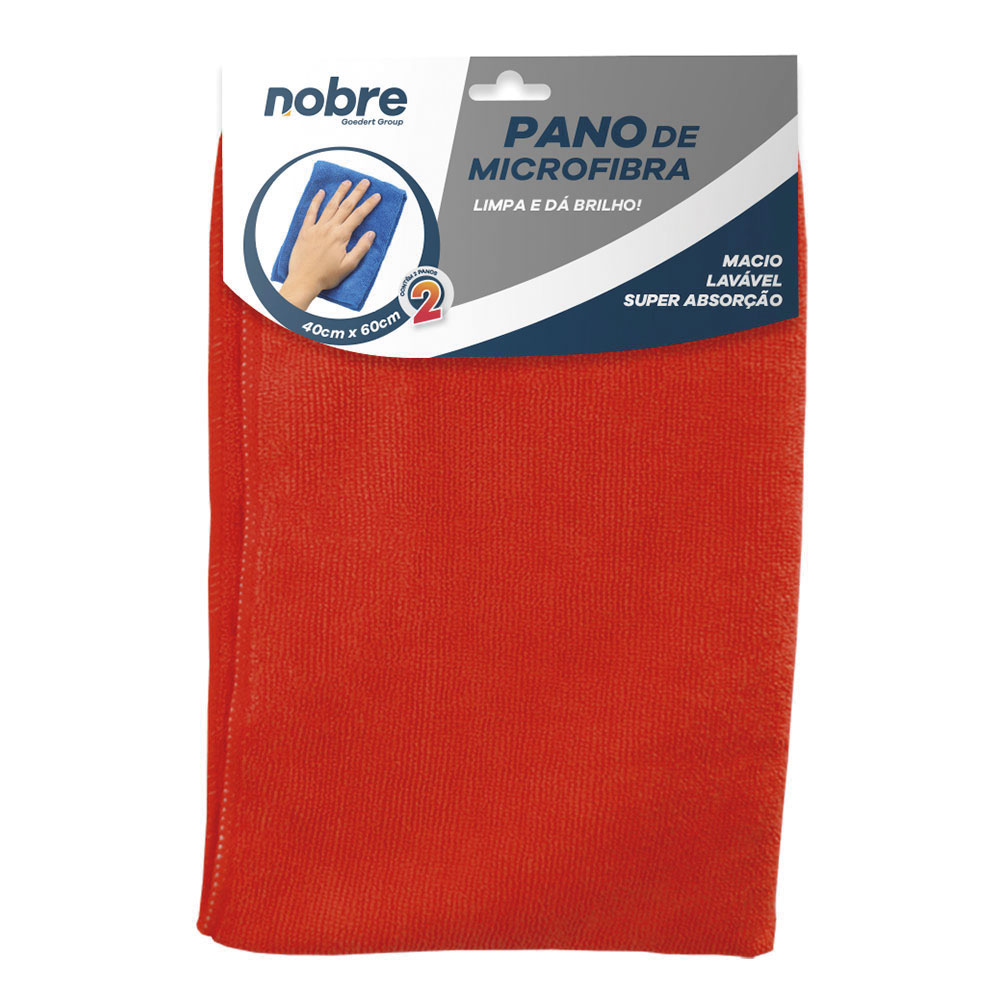 Pano de Microfibra – 40x60cm – Vermelho – c/ 2unid. – Nobre